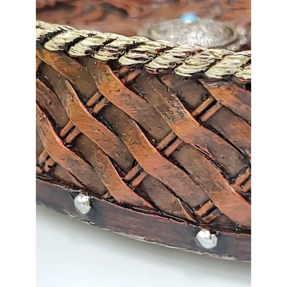 Western Style Resin Trinket/Soap/Change/Jewelry Dish-Rope/Turquoise/Basket Weave